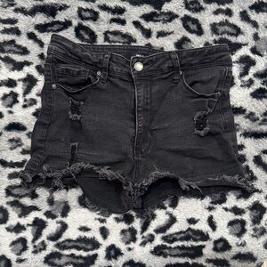 Stylish Black Distressed Denim Shorts